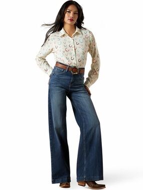 Ariat Rosalie Wide Leg Jeans, Natalia Wash, Size 30R